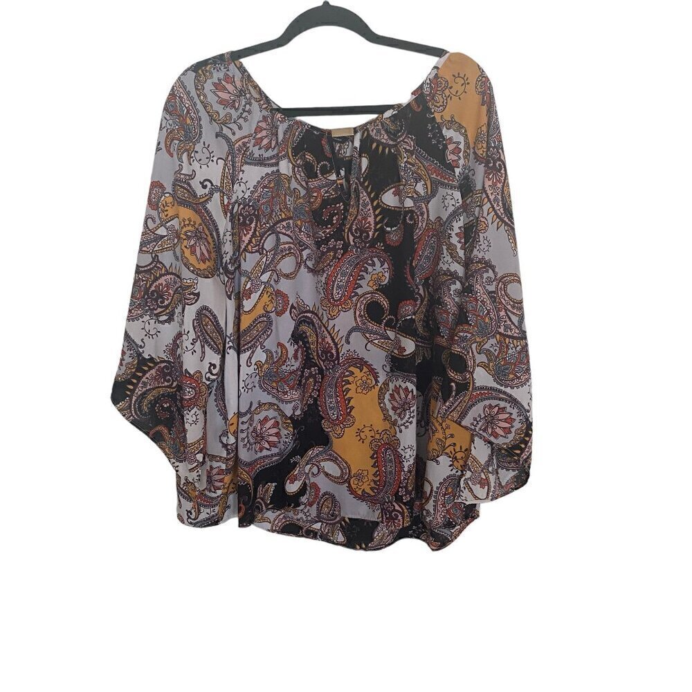 Zac and Rachel Women's Black & Gold Paisley Boho Gypsy Flowy Tunic Plus Size 3X